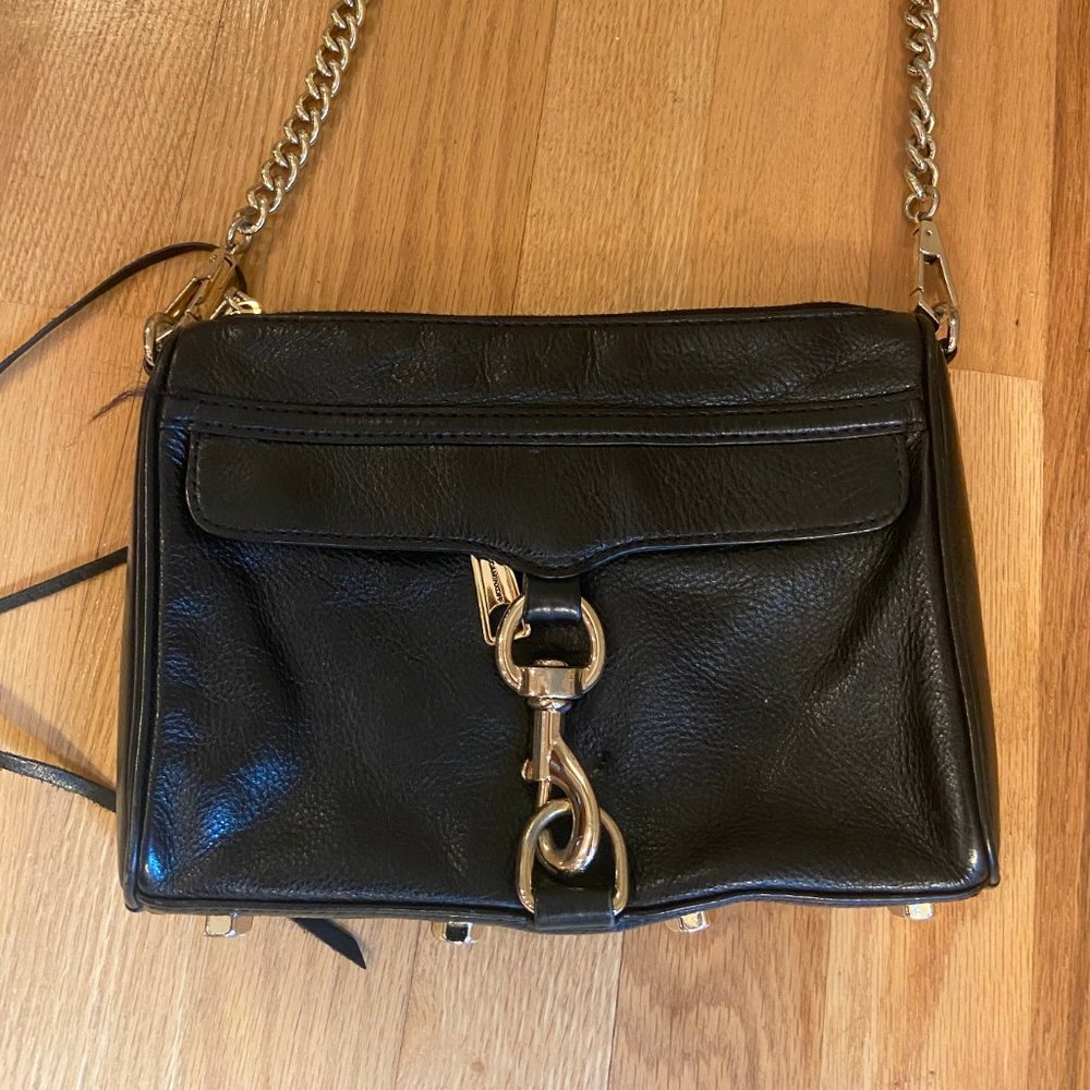 REBECCA MINKOFF Mini M.A.C. Leather Crossbody Bag, Main, color, Black